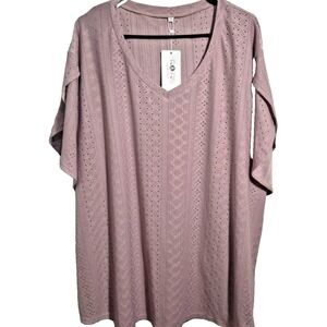 NWT Rosriss plus size women's rose pink patterned blouse top sz 5x